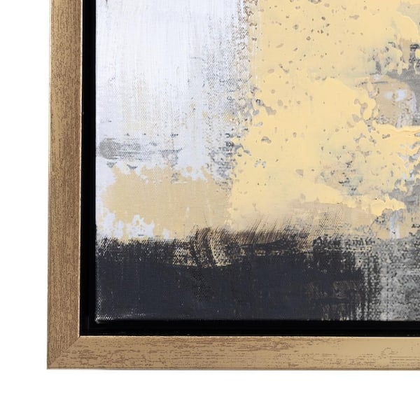 Wall Art Textured Abstract Canvas Gold Floater Frame Neutral