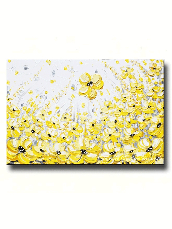 Wall Art: Textured Poppy Canvas Painting with Heavy Impasto Finish