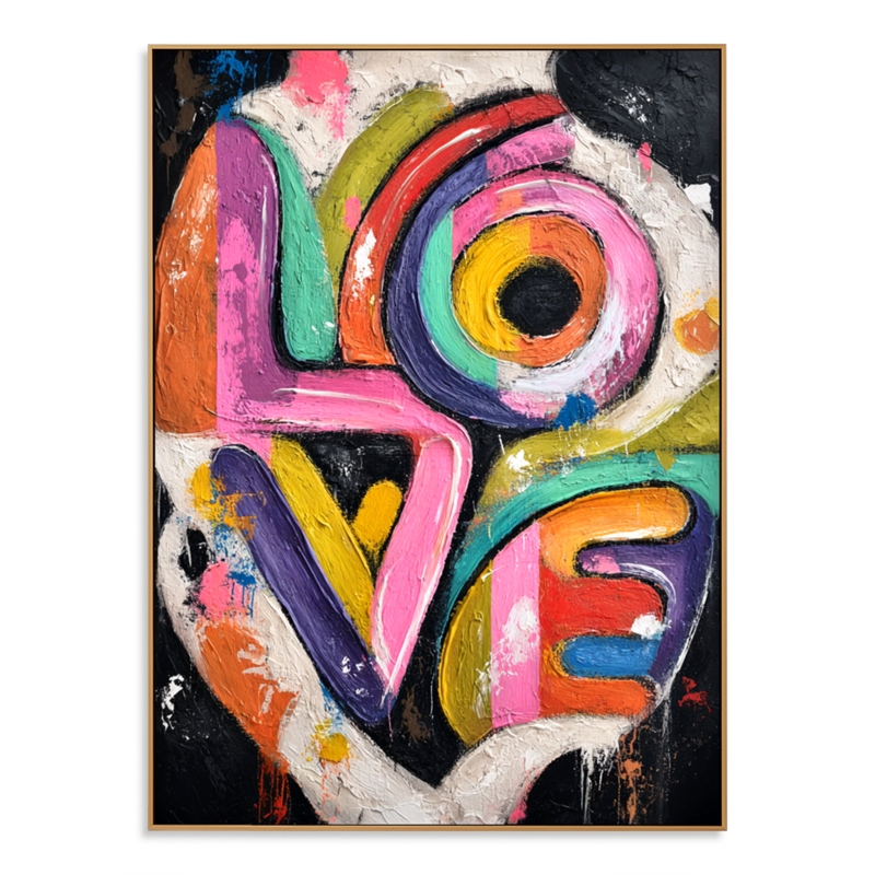 Wall Art: Textured Typography Design with Impasto Technique Pop Art.