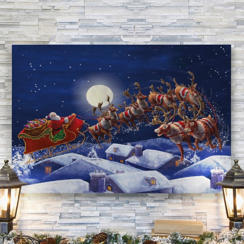 Wall Art, Textured Wall Backdrop, Gallery Wrapped, Santa Sleigh Display