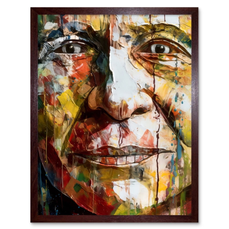 Wall Art: Tight Facial Crop Portrait with Thick Impasto Texture