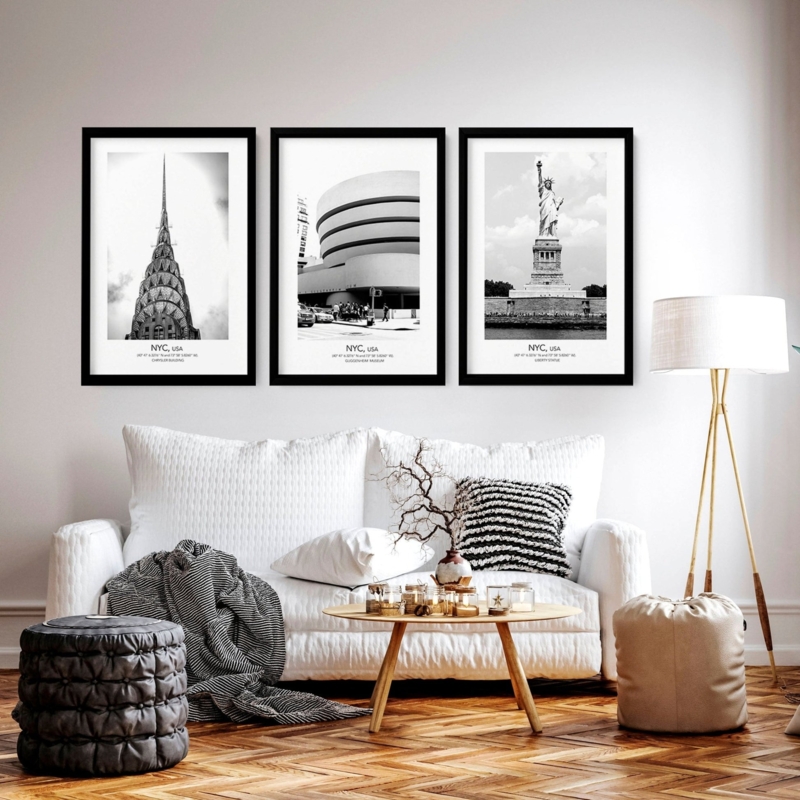 Wall Art Triptych: Black And White Manhattan Photography Prints