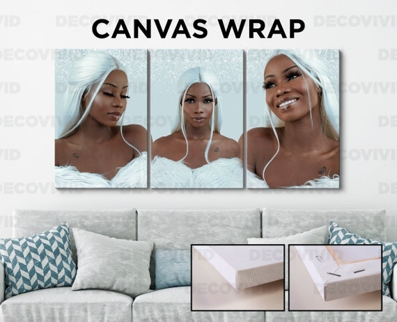 Wall Art Triptych Layout Personalized Portraiture Custom Canvas Wrap
