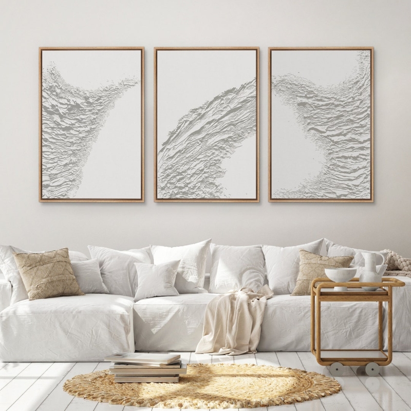 Wall Art: Triptych Layout, Topographical Relief, Minimalist Triptych Wall Art