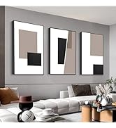 Wall Art Triptych Set Neutral Geometric Minimalist Living Room Decor