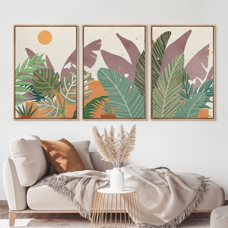 Wall Art Triptych Warm Earth Tones Terracotta Sage Green Boho Style