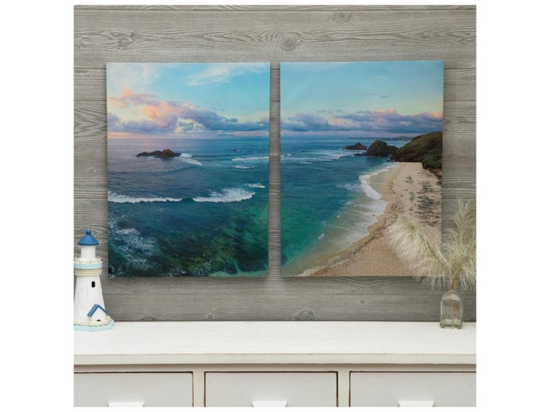 Wall Art Two Piece Beach Set Landscape Canvas Wrap Unframed