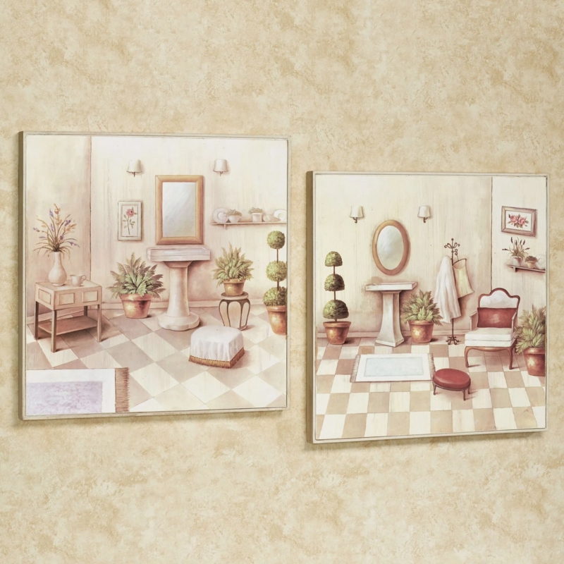 Wall Art Two-Piece Set Framed Traditional Bathroom Vanity Scenes