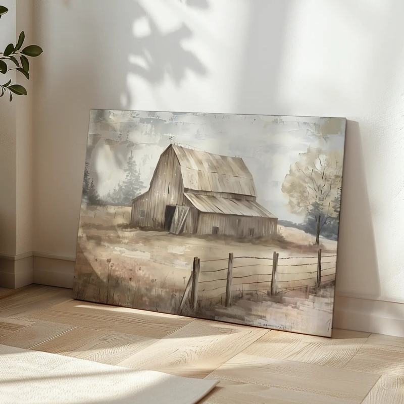 Wall Art Unframed Barn Canvas Art Impressionistic Style Rustic Barn