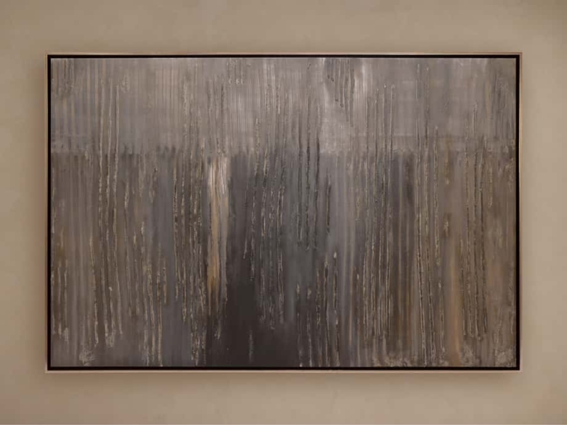 Wall Art Vertical Textured Surface Framed Abstract Modern Gray