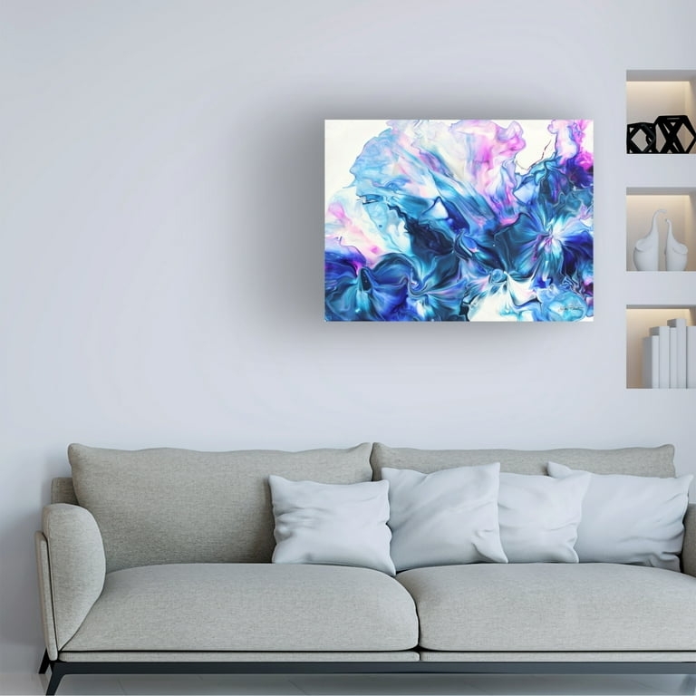 Wall Art: Vibrant Cool Palette Abstract Canvas Blue & Purple Fluidity