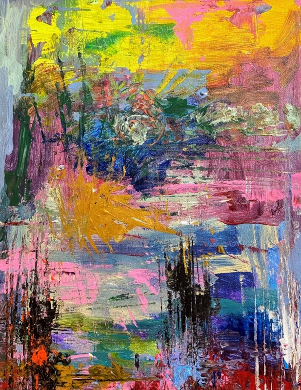 Wall Art: Vibrant Gestural Abstract Expressionist Canvas