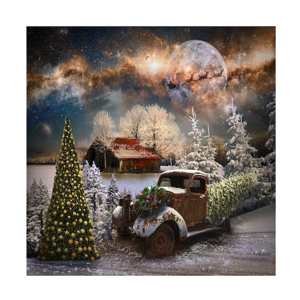 Wall Art Vintage Truck Holiday Starry Night Christmas Decor Farmhouse