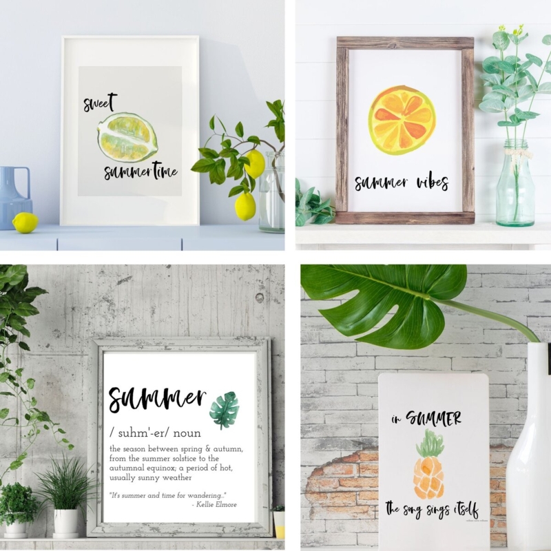 Wall Art Watercolor Citrus Seasonal Typography Farmhouse