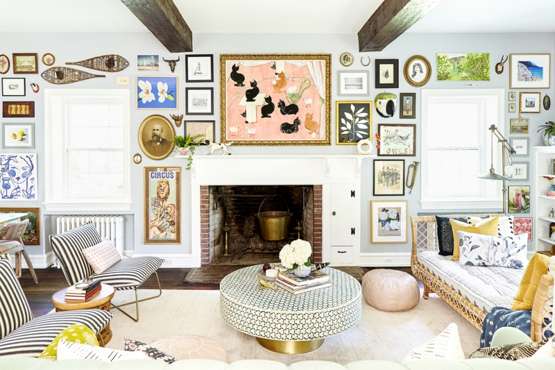 Wall Decor Floor to Ceiling Gallery Wall in Maximalist Style