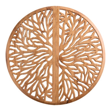 Wall Decor Organic Branch Cutouts Circular Openwork Bohemian Wood Accent