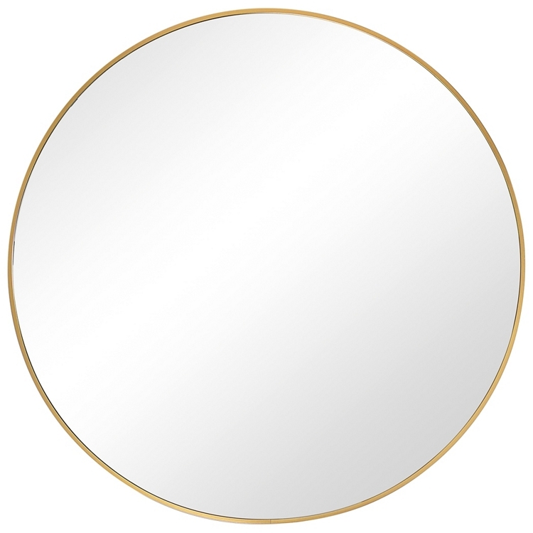 Wall Mirror 34 Inch Thin Frame Polished Finish Minimalist Decor