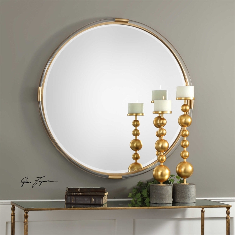 Wall Mirror Clear Acrylic Ring Stacked Spheres Contemporary Glam