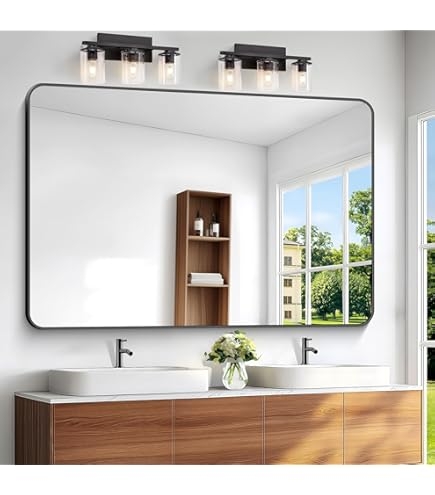 Wall Mirror Oversized Horizontal Mount Rounded Corners Minimalist