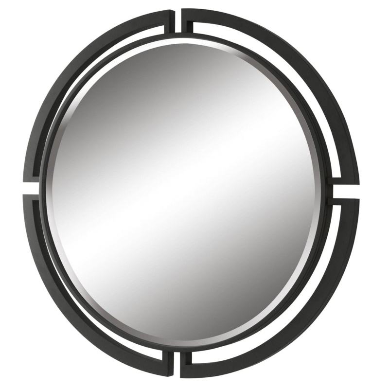 Wall Mirror Round Black Quadrant Frame Architectural Design