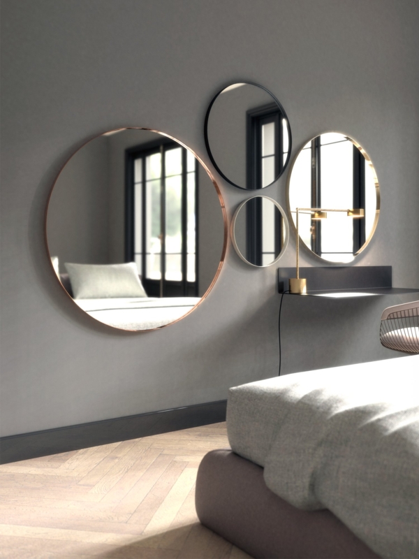 Wall Mirror Set Round Cluster Grouping Asymmetric Mixed Metals