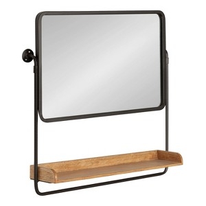 Wall Mirror with Rounded Corners and Integrated Shelf for Industrial Look