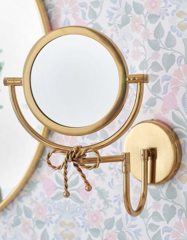 Wall Mounted Mirror Gold Twisted Wire Bow Detail Swing Arm Vanity