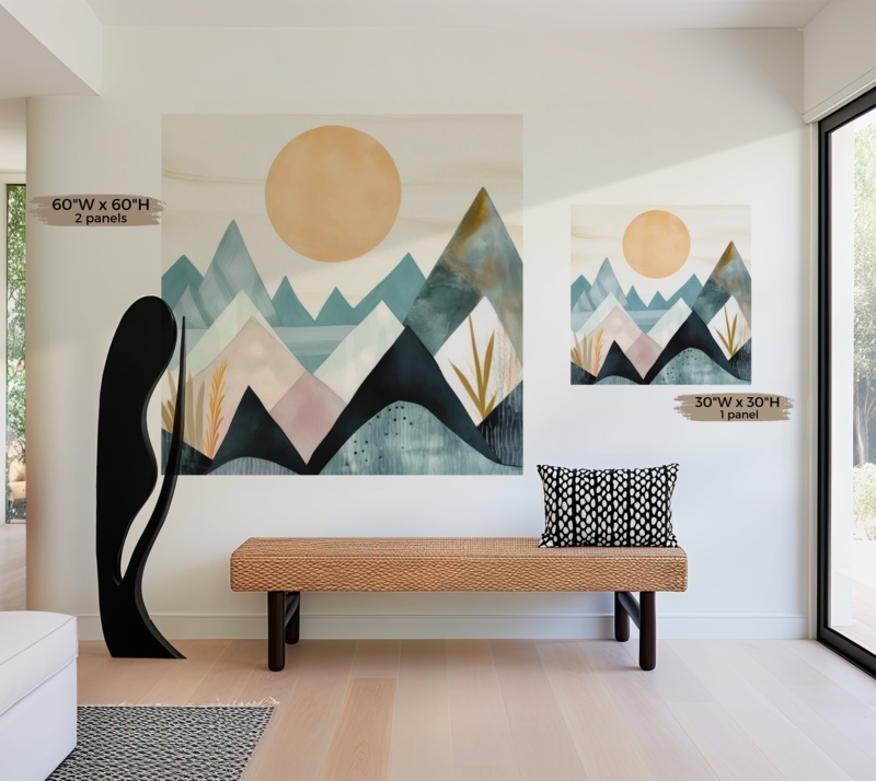 Wall Mural: Abstract Mountain Design, Geometric Landscape, Minimalist