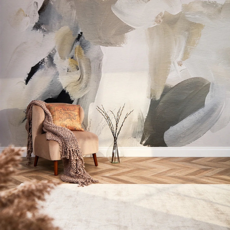 Wall Mural Full Wall Painterly Abstract Art Neutral Earth Tones