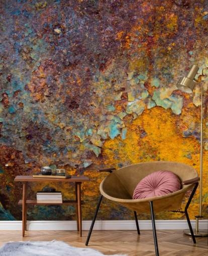 Wall Mural: Industrial Rust Effect Design with Distressed Texture