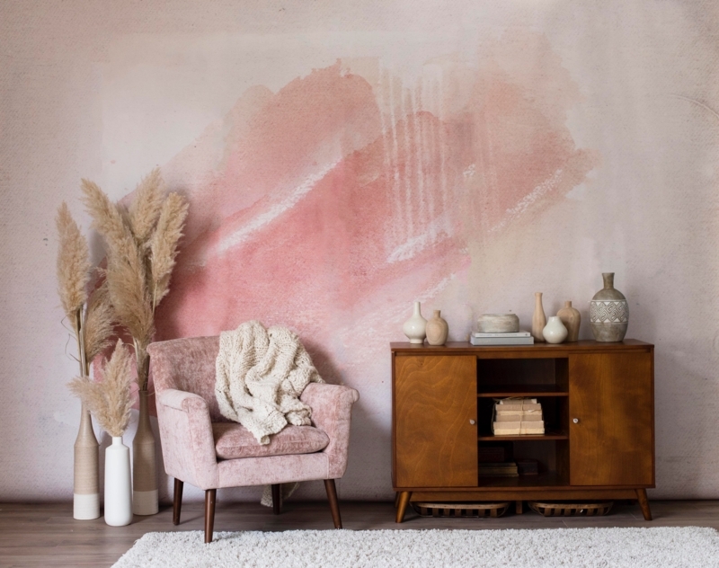 Wall Mural: Large Scale Abstract Watercolor for Statement Wall Decor.