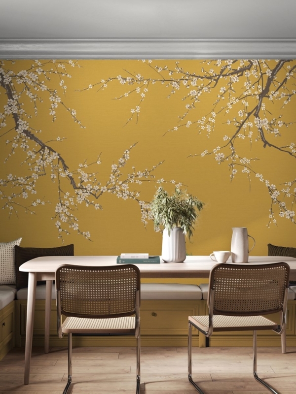 Wall Mural: Sakura Cherry Blossom Branches Floral Wallpaper Design