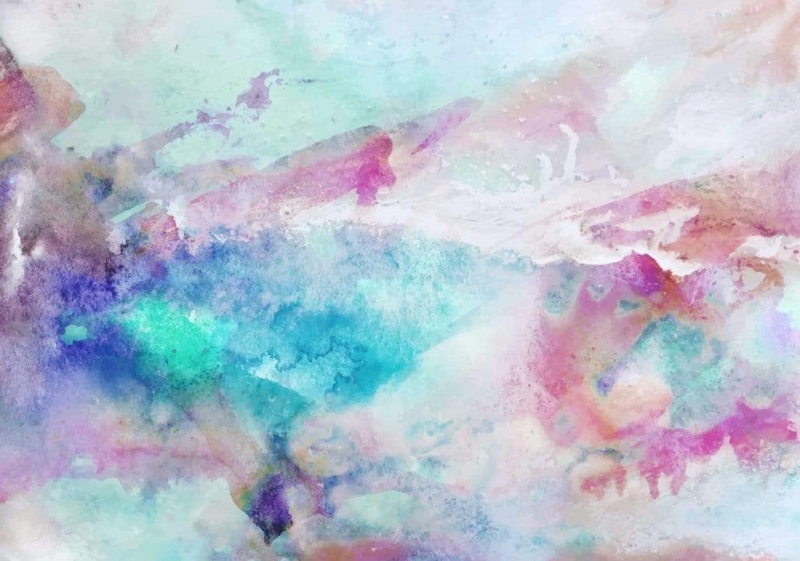 Wall Mural Watercolor Bleed Abstract Palette Teal Magenta Splatter