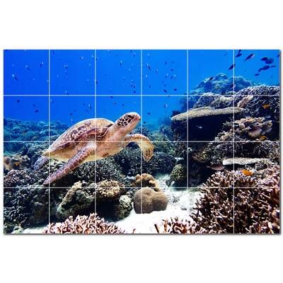Wall Murals Ceramic Tile Sea Turtle Underwater Scene Coastal