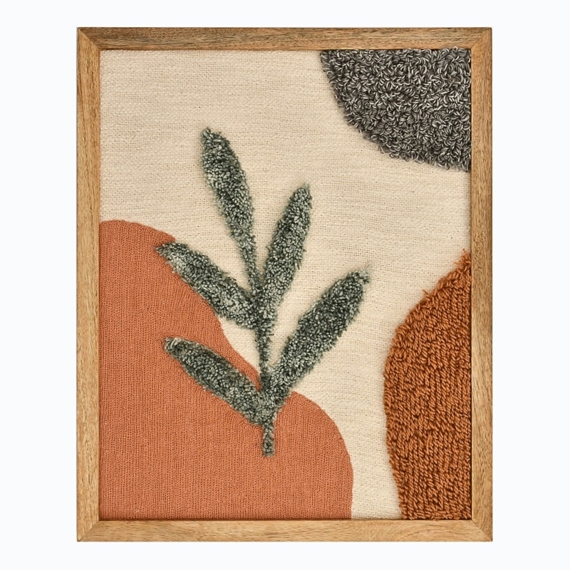 Wall Sculpture: Tufted Textile Art, Mixed Media Botanical Bohemian Decor