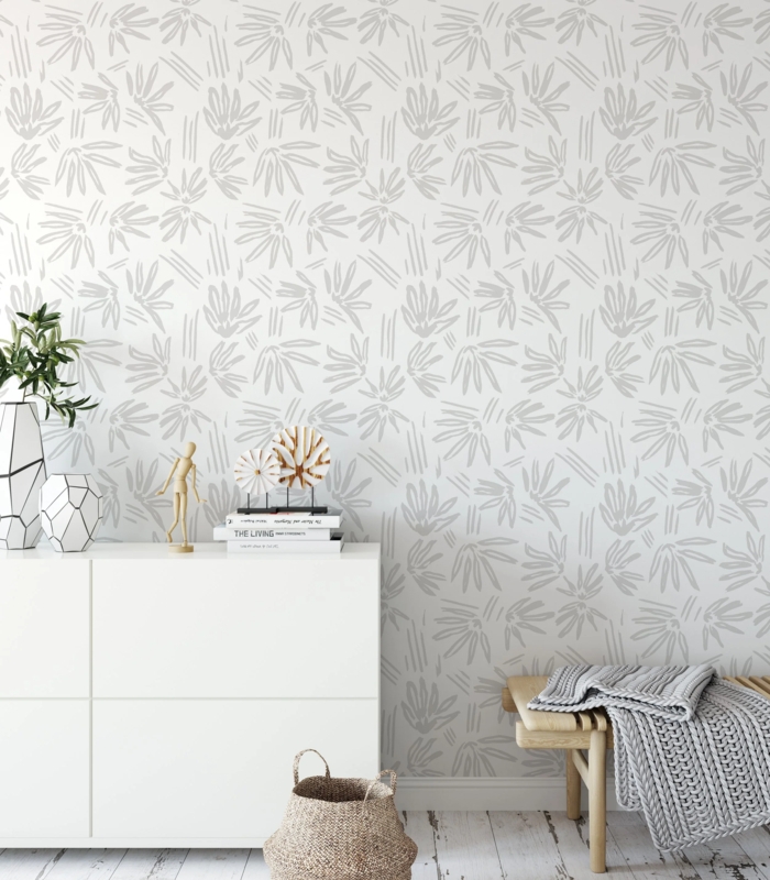 Wallpaper Abstract Leaf Pattern Scandi Style Neutral Home Decor