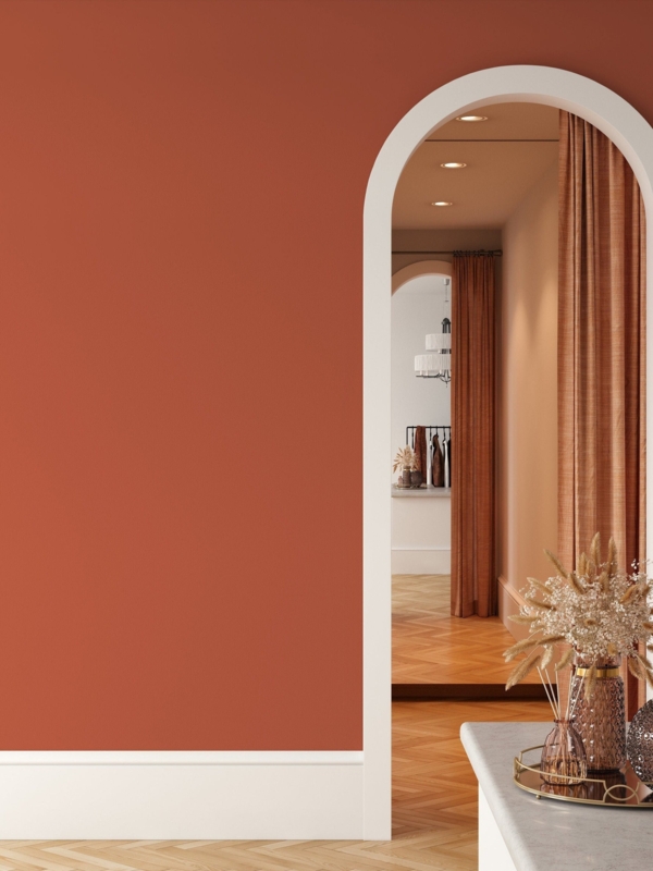 Wallpaper Solid Terracotta Matte Finish Arched Doorway Accent Wall