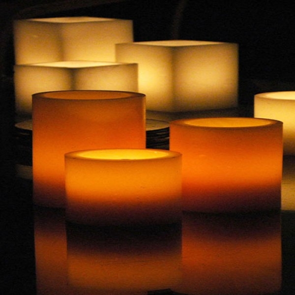 Wax Luminary Glowing Hollow Tiered Centerpiece