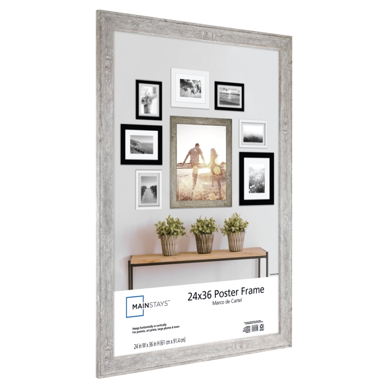 Weathered Gray Poster Frame with Rustic Woodgrain Texture