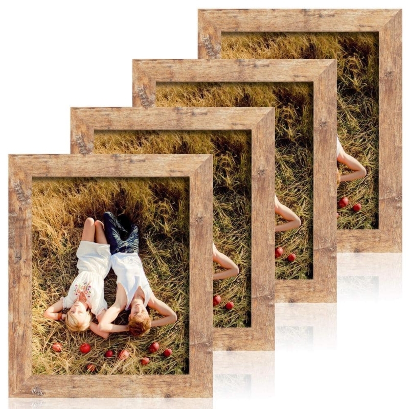 Weathered Wood Gallery Wall Frames, Wide Border 4-Pack Set