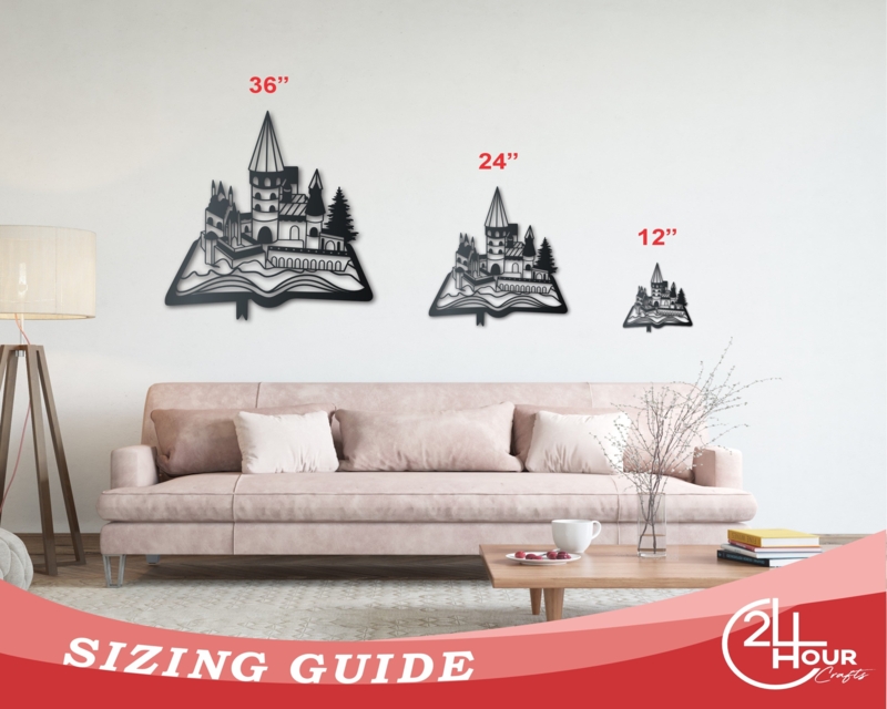Whimsical Metal Castle Silhouette Wall Art, Matte Black Finish