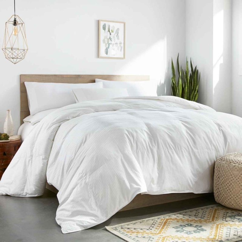 White Baffle Box Comforter High Loft Oversized Drape Hotel Style
