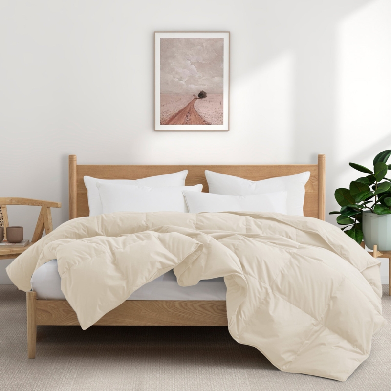 White Baffle-Box Cotton Comforter with Corner Duvet Tabs
