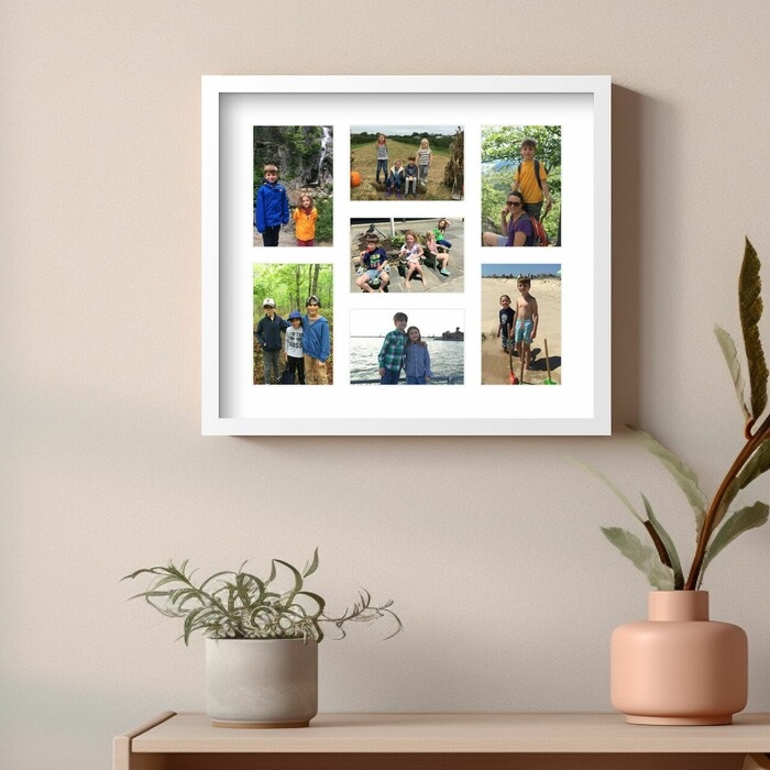 White Collage Frame Wall Display with Horizontal Orientation