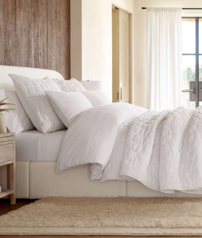 White Duvet Cover Set Geometric Textured Stitching Coastal Bedding