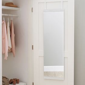 White Frame Door Mirror Slim Rounded Corners Minimalist
