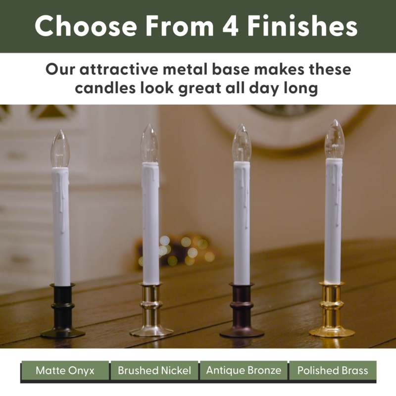 Window Candle Set, LED Tapers with Multiple Metal Base Finishes