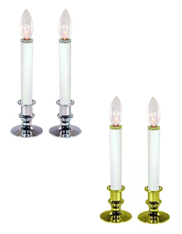 Window Candles Metallic Pedestal Base Gold Silver Slender