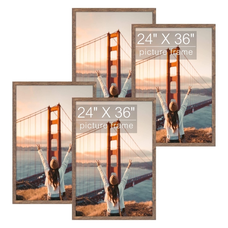 Wood Toned Picture Frame Set of Four for Rustic Grouping