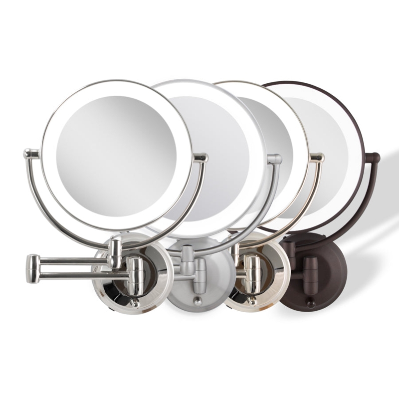 Zadro LED Wall Mounted Makeup Mirror w/ Magnification & Extendable Arm Polished Nickel - 10x/1x
